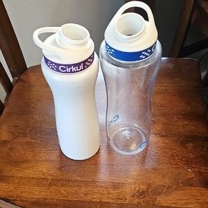 Cirkul Water Bottles with White and Blue Caps